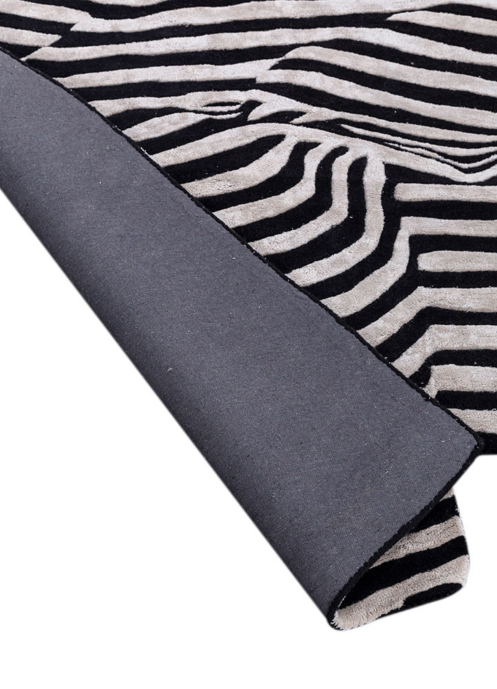 adrift grey and black wool and viscose hand tufted Rug - Backing Shot