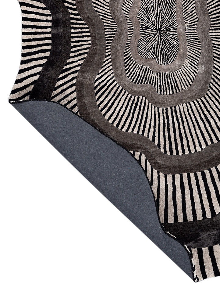 adrift grey and black wool and viscose hand tufted Rug - Backing Shot