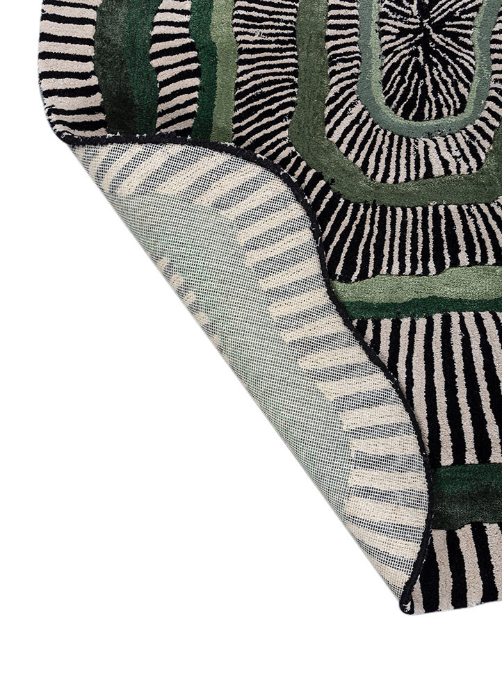 adrift grey and black wool and viscose hand tufted Rug - Backing Shot