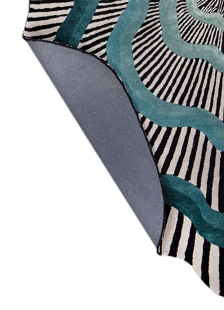 adrift grey and black wool and viscose hand tufted Rug - Backing Shot adrift grey and black wool and viscose hand tufted Rug - Backing Shot