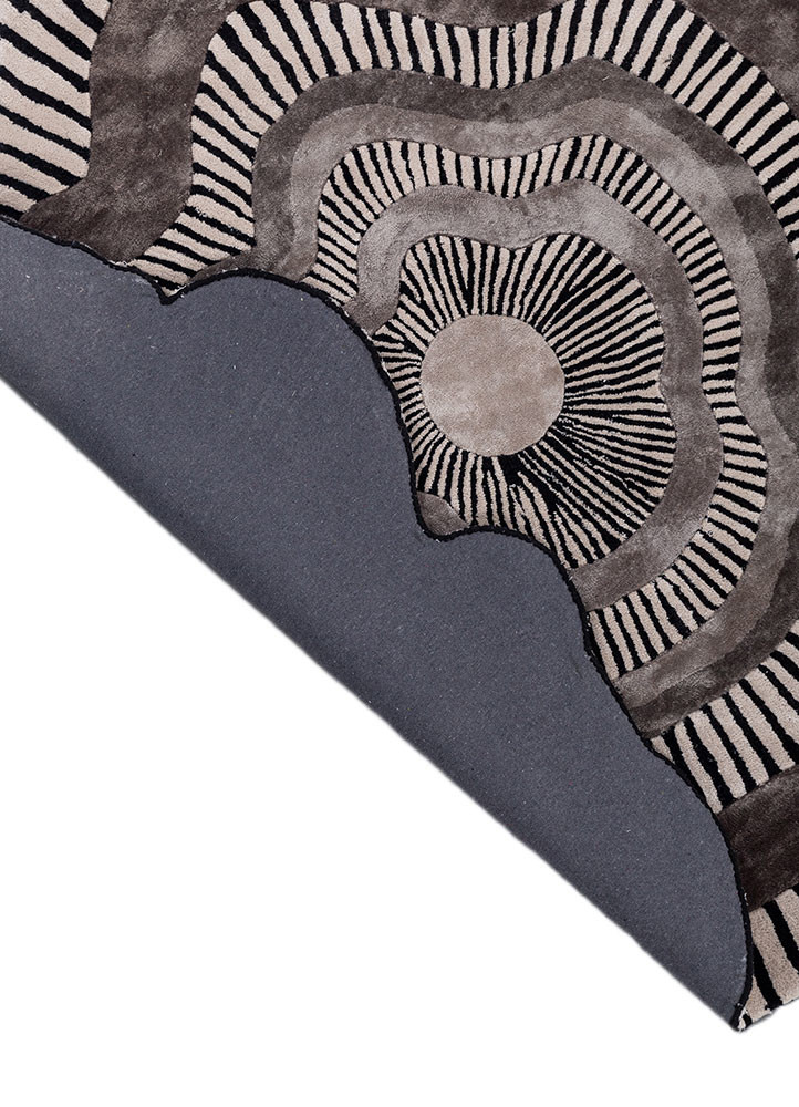 adrift grey and black wool and viscose hand tufted Rug - Backing Shot adrift grey and black wool and viscose hand tufted Rug - Backing Shot