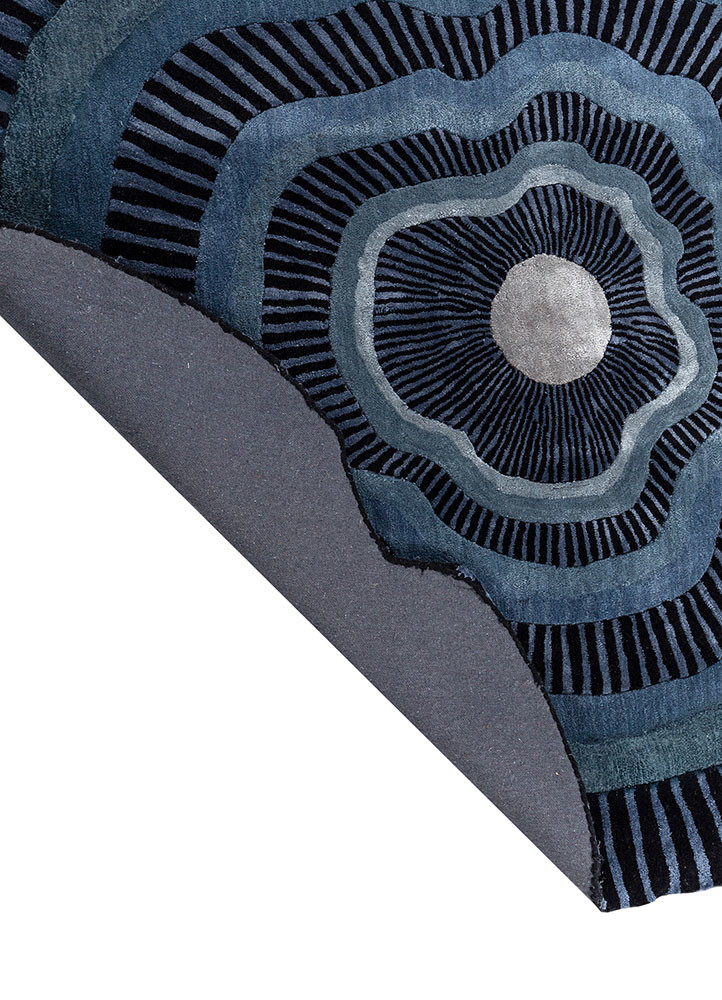 adrift grey and black wool and viscose hand tufted Rug - Backing Shot adrift grey and black wool and viscose hand tufted Rug - Backing Shot