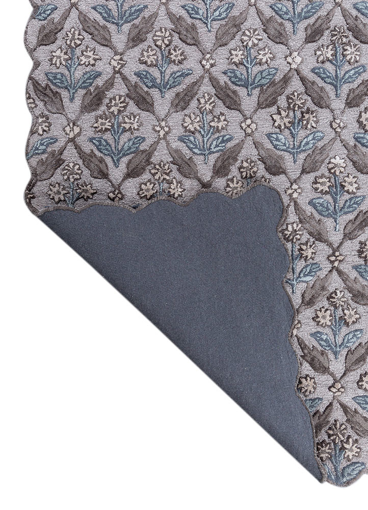 aurelia grey and black wool and viscose hand tufted Rug - Backing Shot aurelia grey and black wool and viscose hand tufted Rug - Backing Shot