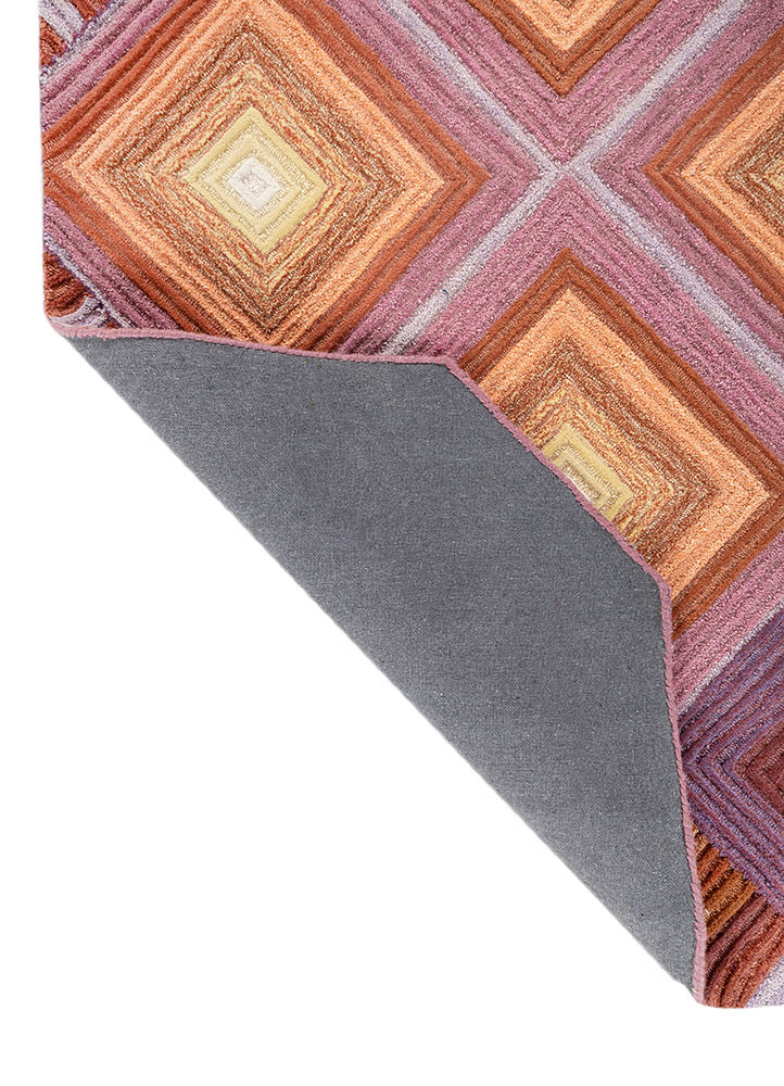 caliedo red and orange wool hand tufted Rug - Backing Shot