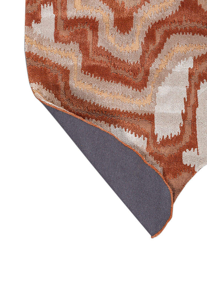 mythos red and orange wool and viscose hand tufted Rug - Backing Shot