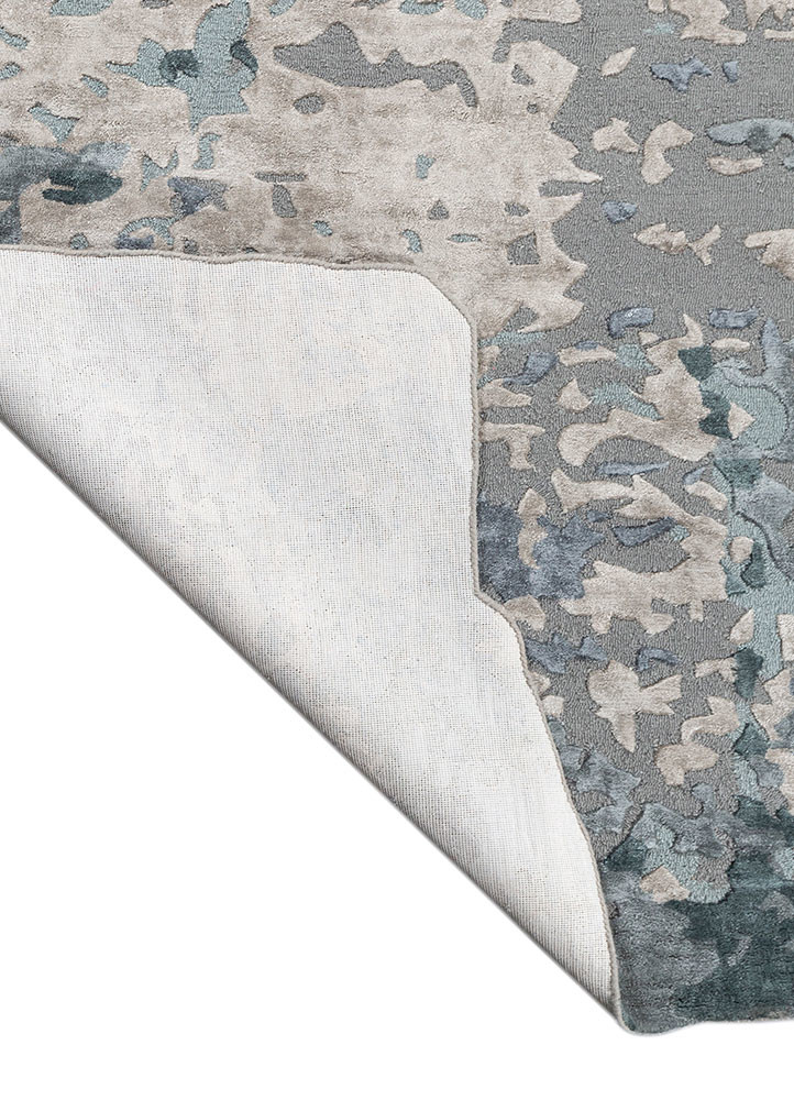 white noise blue wool and viscose hand tufted Rug - Backing Shot white noise blue wool and viscose hand tufted Rug - Backing Shot