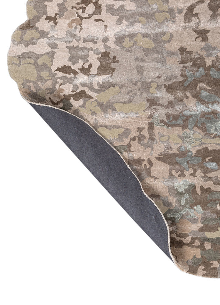 white noise ivory wool and viscose hand tufted Rug - Backing Shot white noise ivory wool and viscose hand tufted Rug - Backing Shot