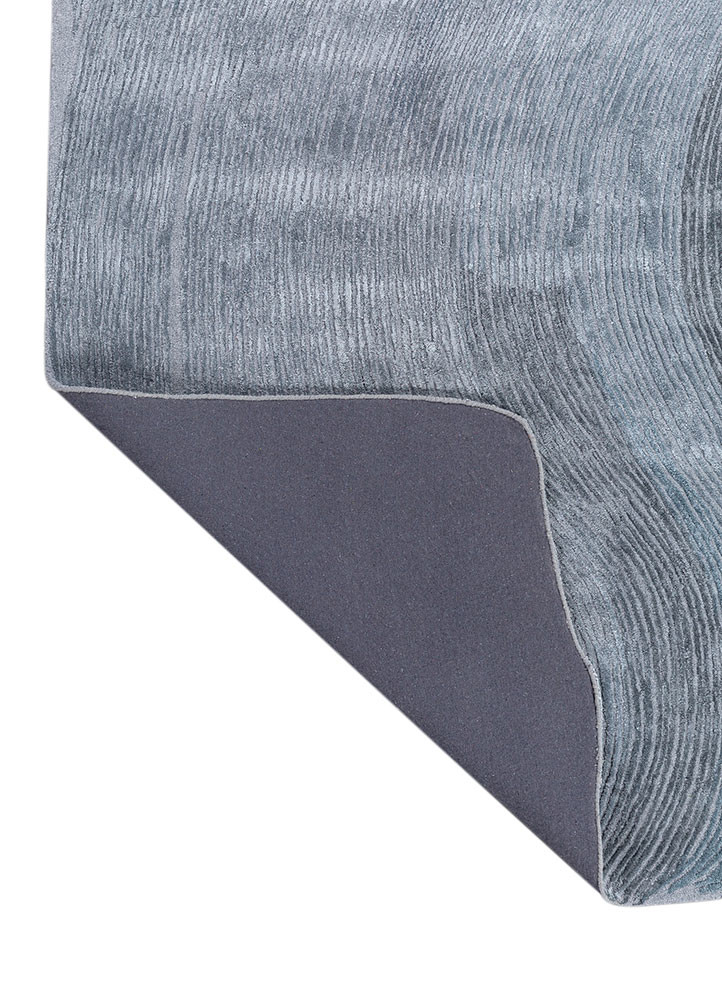 lucid blue wool and viscose hand tufted Rug - Backing Shot