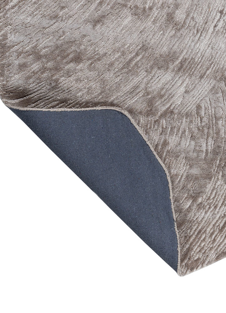 lucid beige and brown wool and viscose hand tufted Rug - Backing Shot