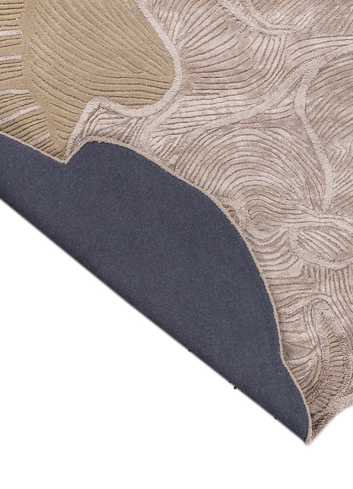 aurelia beige and brown wool and viscose hand tufted Rug - Backing Shot