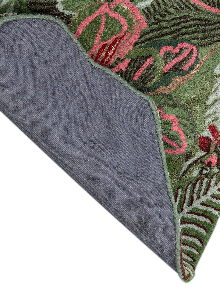 hacienda green wool and viscose hand tufted Rug - Backing Shot