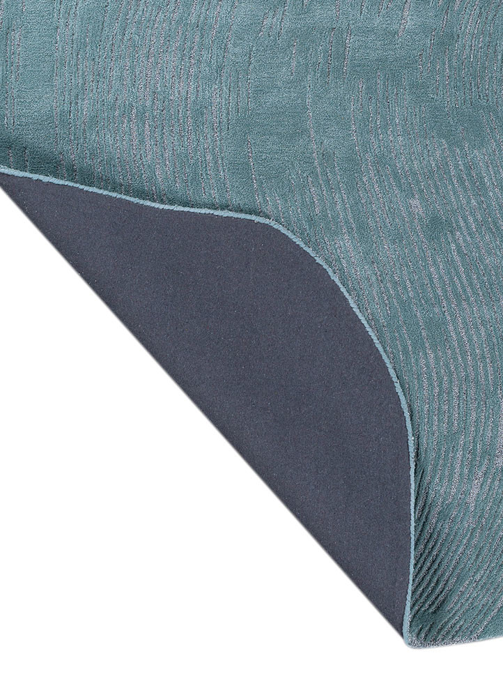 lucid blue wool and viscose hand tufted Rug - Backing Shot lucid blue wool and viscose hand tufted Rug - Backing Shot