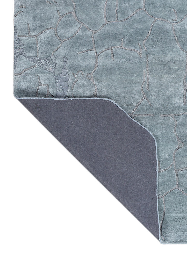 pathways blue wool and viscose hand tufted Rug - Backing Shot pathways blue wool and viscose hand tufted Rug - Backing Shot