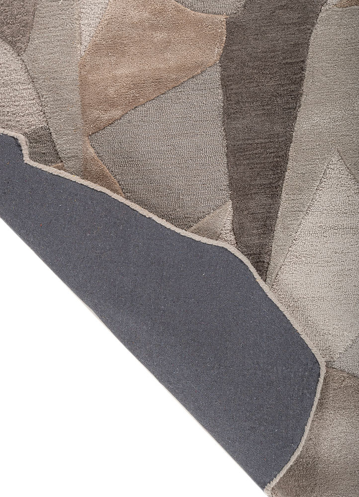 aprezo grey and black wool and viscose hand tufted Rug - Backing Shot aprezo grey and black wool and viscose hand tufted Rug - Backing Shot