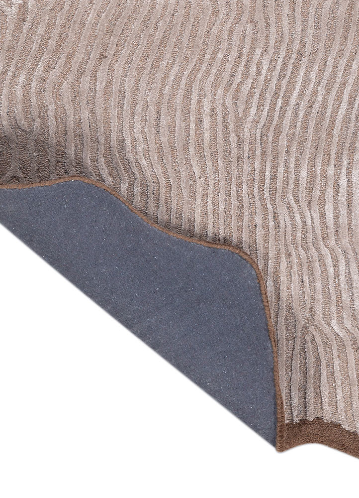 aprezo beige and brown wool and viscose hand tufted Rug - Backing Shot aprezo beige and brown wool and viscose hand tufted Rug - Backing Shot