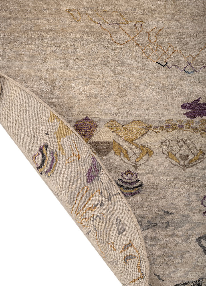 manchaha ivory wool and silk hand knotted Rug - Backing Shot manchaha ivory wool and silk hand knotted Rug - Backing Shot