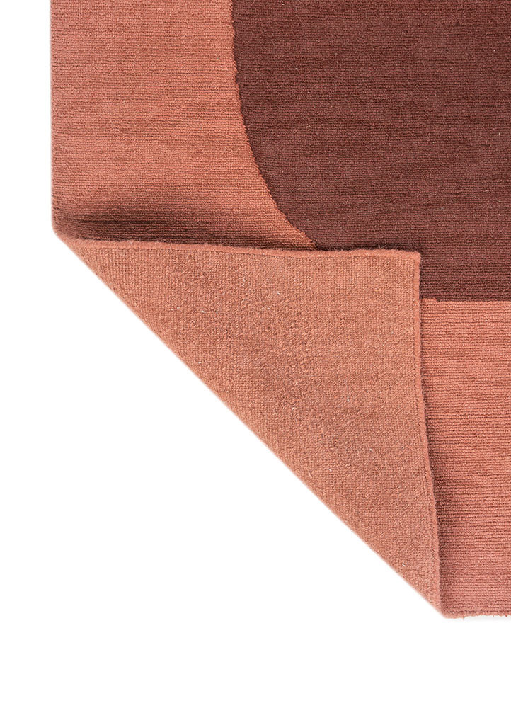 sthir red and orange wool hand knotted Rug - Backing Shot