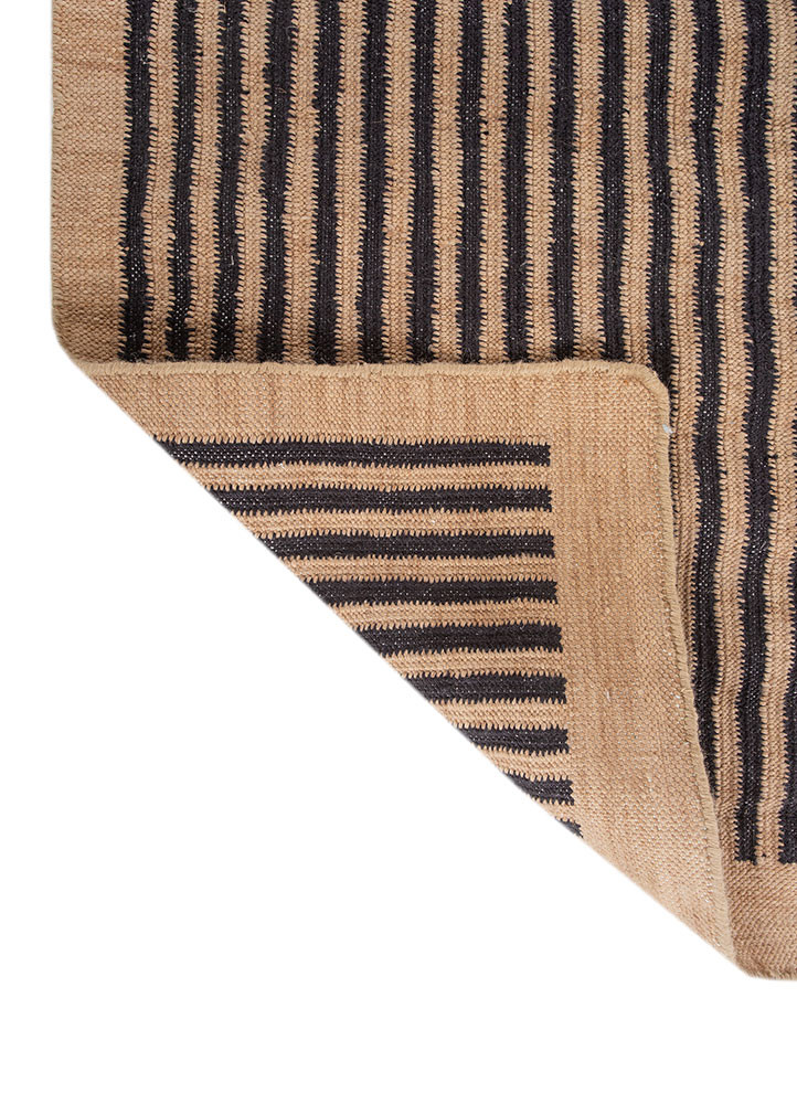 al fresco grey and black polyester flat weaves Rug - Backing Shot