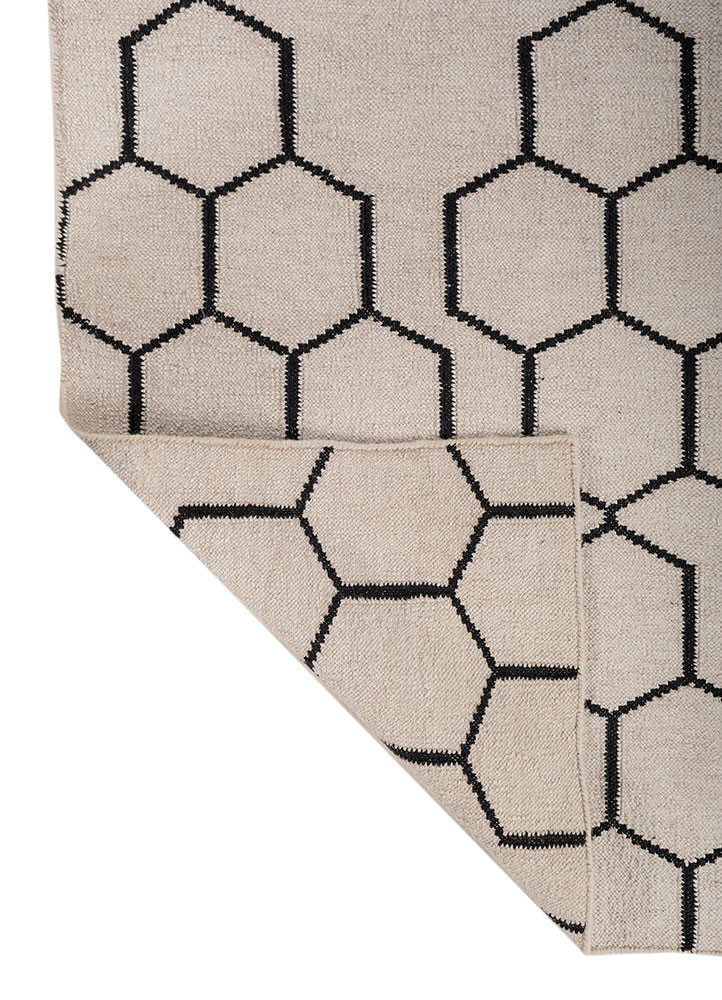 indusbar grey and black wool flat weaves Rug - Backing Shot indusbar grey and black wool flat weaves Rug - Backing Shot
