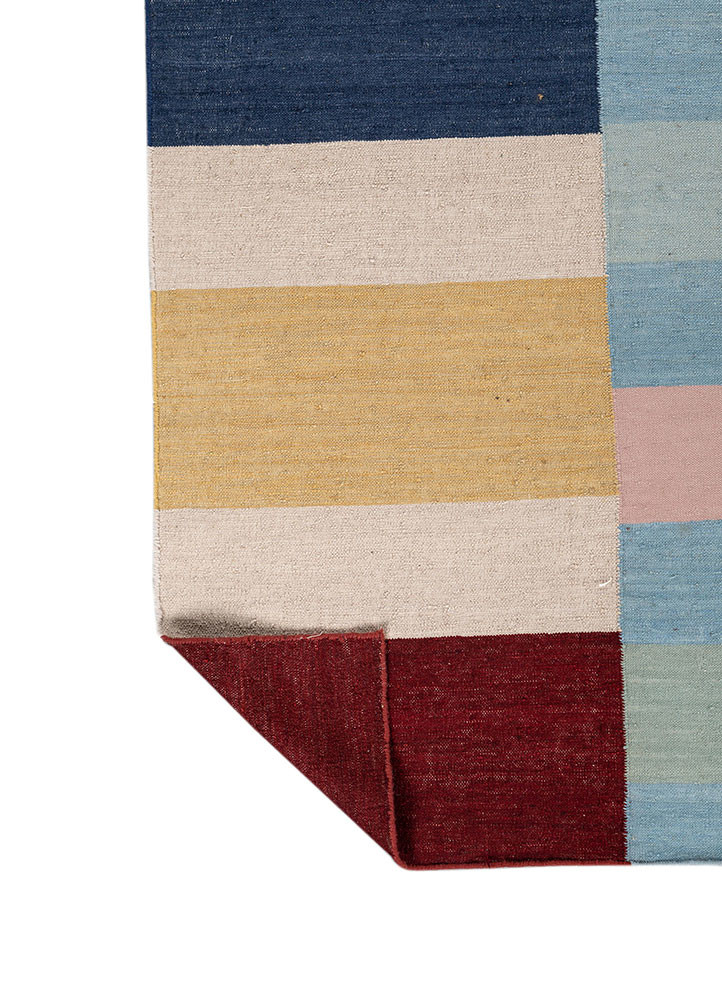 checkers ivory wool flat weaves Rug - Backing Shot