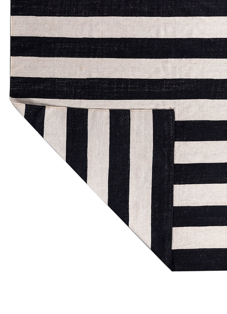 alhambra grey and black wool flat weaves Rug - Backing Shot