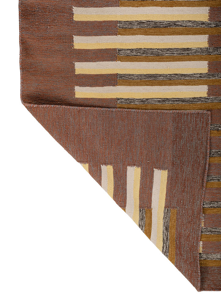 indusbar red and orange wool flat weaves Rug - Backing Shot