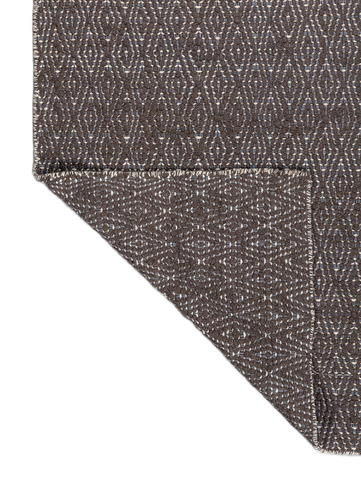 abrash beige and brown wool flat weaves Rug - Backing Shot