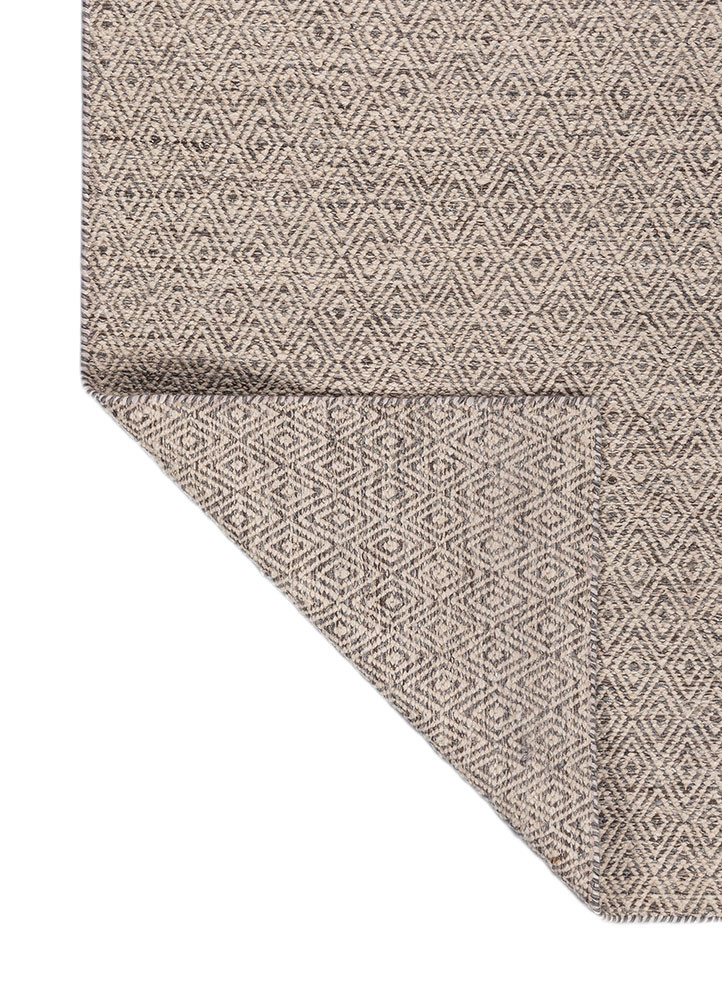 abrash beige and brown wool flat weaves Rug - Backing Shot