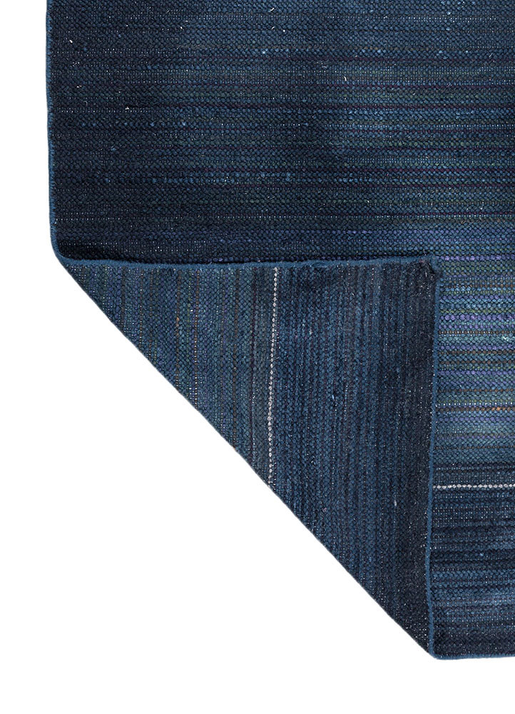 abrash blue wool flat weaves Rug - Backing Shot