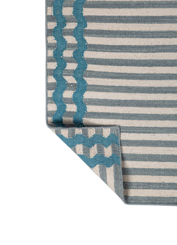 alhambra blue wool flat weaves Rug - Backing Shot