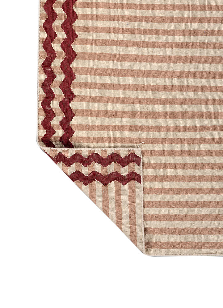 alhambra red and orange wool flat weaves Rug - Backing Shot