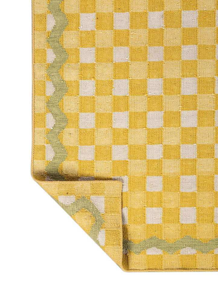 alhambra gold wool flat weaves Rug - Backing Shot