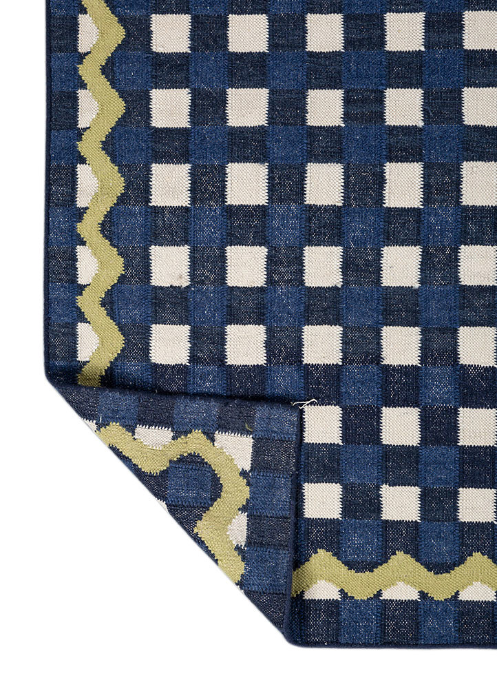 alhambra blue wool flat weaves Rug - Backing Shot
