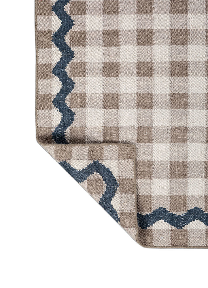 alhambra grey and black wool flat weaves Rug - Backing Shot