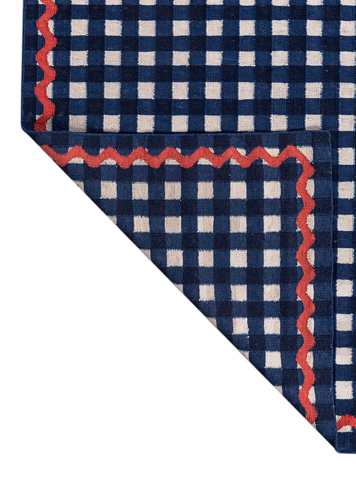 alhambra blue wool flat weaves Rug - Backing Shot