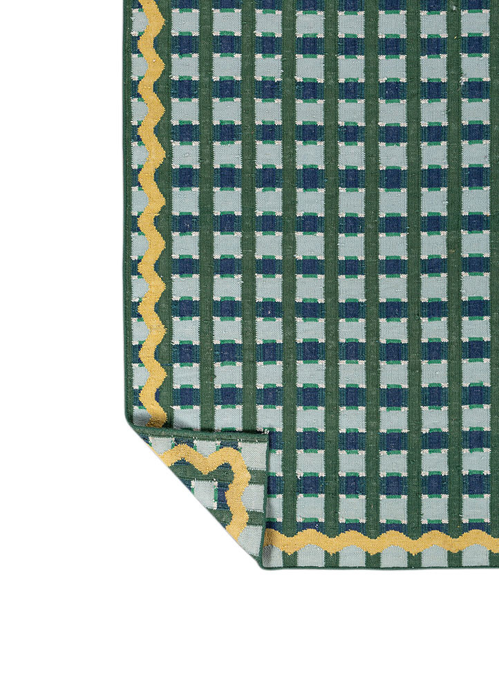 alhambra green wool flat weaves Rug - Backing Shot alhambra green wool flat weaves Rug - Backing Shot
