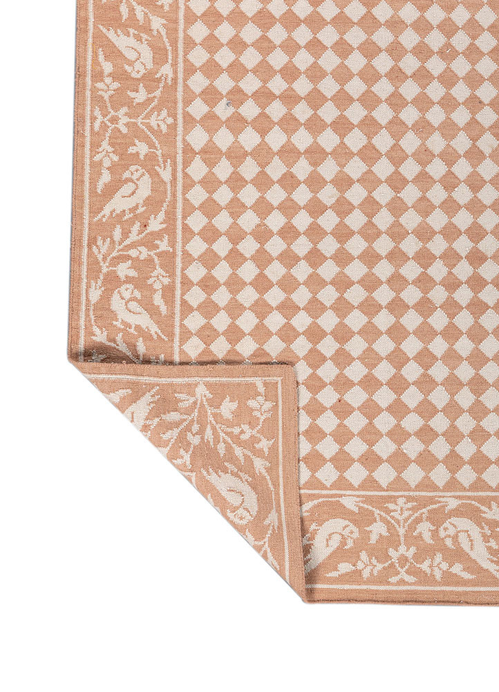aprezo red and orange wool flat weaves Rug - Backing Shot aprezo red and orange wool flat weaves Rug - Backing Shot