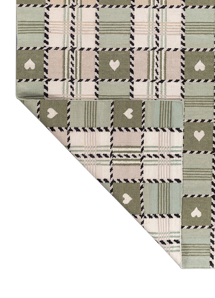 alhambra green wool flat weaves Rug - Backing Shot alhambra green wool flat weaves Rug - Backing Shot