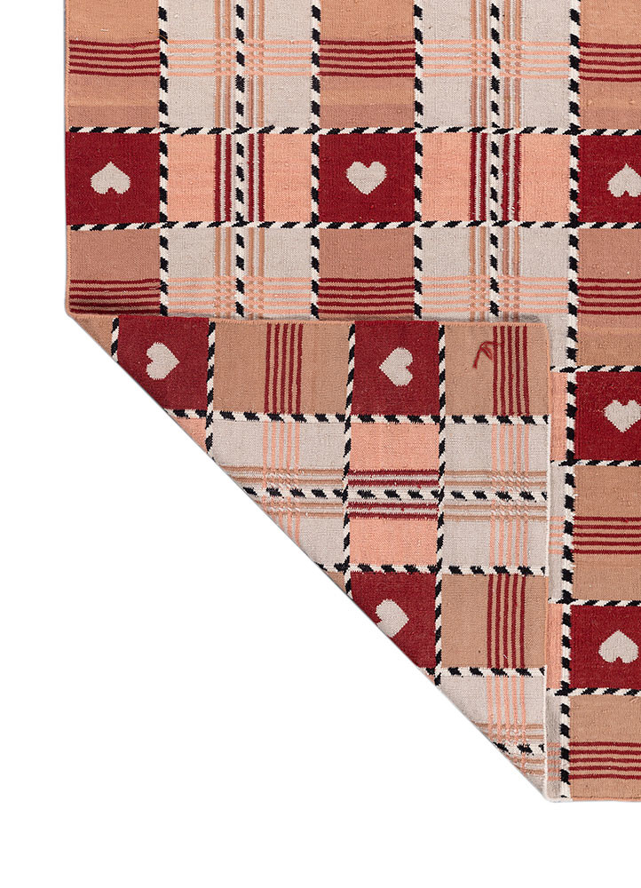 alhambra red and orange wool flat weaves Rug - Backing Shot alhambra red and orange wool flat weaves Rug - Backing Shot