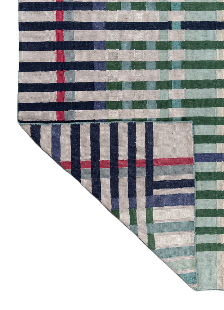 checkers green wool flat weaves Rug - Backing Shot checkers green wool flat weaves Rug - Backing Shot
