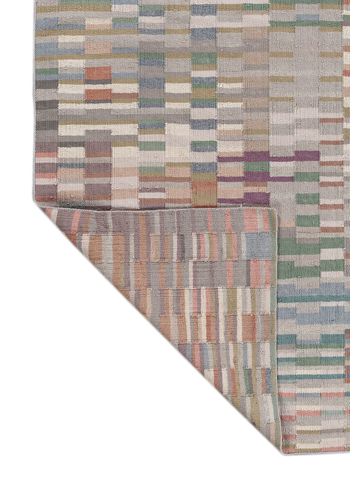 checkers ivory wool flat weaves Rug - Backing Shot checkers ivory wool flat weaves Rug - Backing Shot