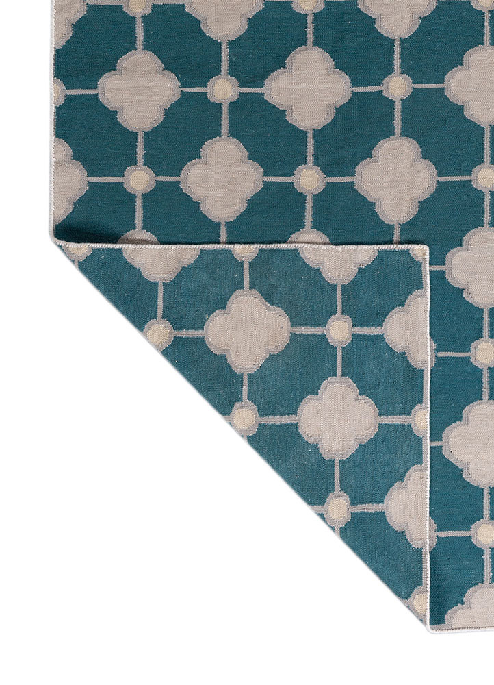 alhambra blue wool flat weaves Rug - Backing Shot alhambra blue wool flat weaves Rug - Backing Shot