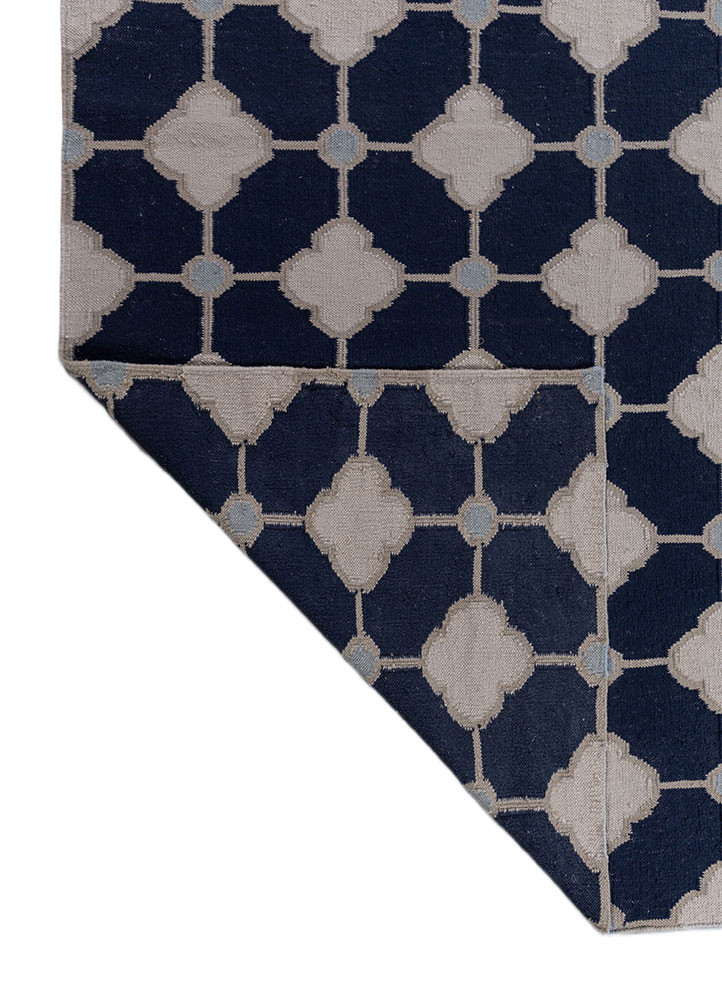 alhambra blue wool flat weaves Rug - Backing Shot alhambra blue wool flat weaves Rug - Backing Shot