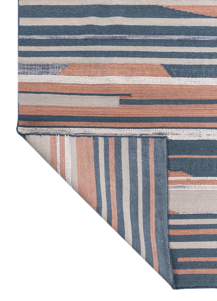 acar blue wool flat weaves Rug - Backing Shot acar blue wool flat weaves Rug - Backing Shot