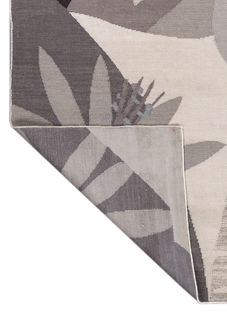 orenda grey and black wool flat weaves Rug - Backing Shot