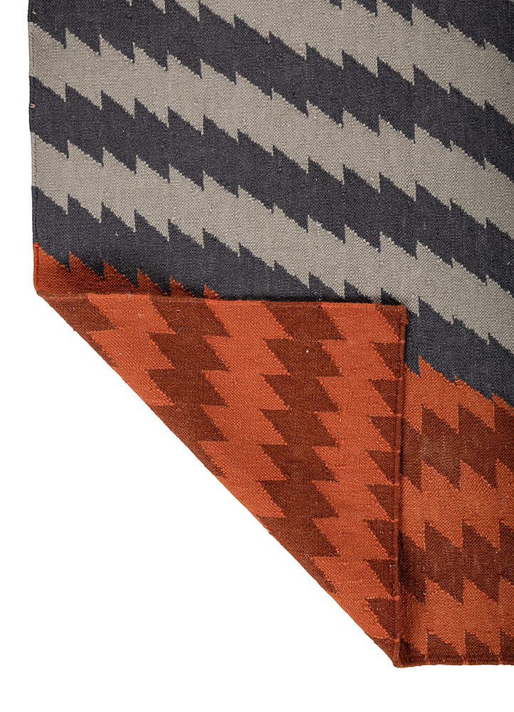safety for a while red and orange wool flat weaves Rug - Backing Shot safety for a while red and orange wool flat weaves Rug - Backing Shot