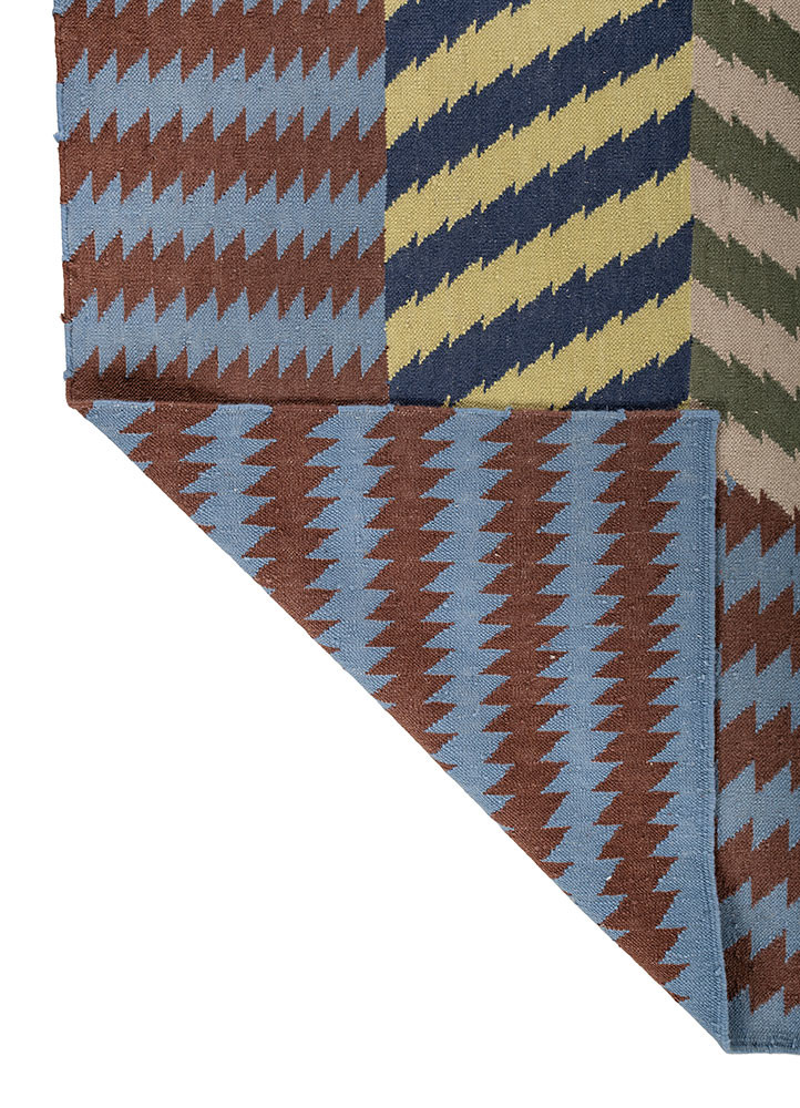 safety for a while blue wool flat weaves Rug - Backing Shot safety for a while blue wool flat weaves Rug - Backing Shot