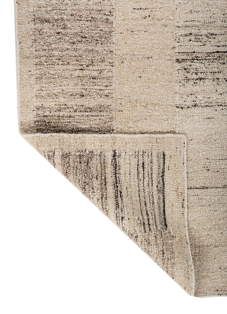 abrash beige and brown wool flat weaves Rug - Backing Shot