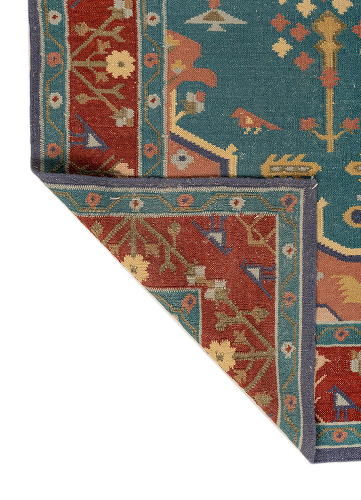 bedouin blue wool flat weaves Rug - Backing Shot bedouin blue wool flat weaves Rug - Backing Shot