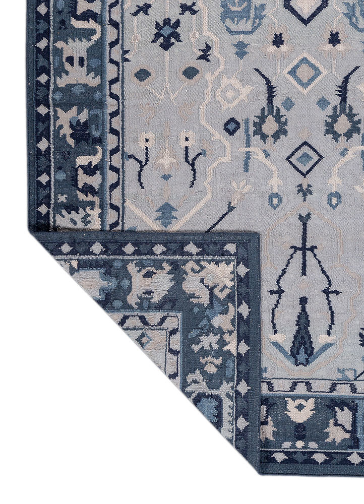 bedouin blue wool flat weaves Rug - Backing Shot bedouin blue wool flat weaves Rug - Backing Shot